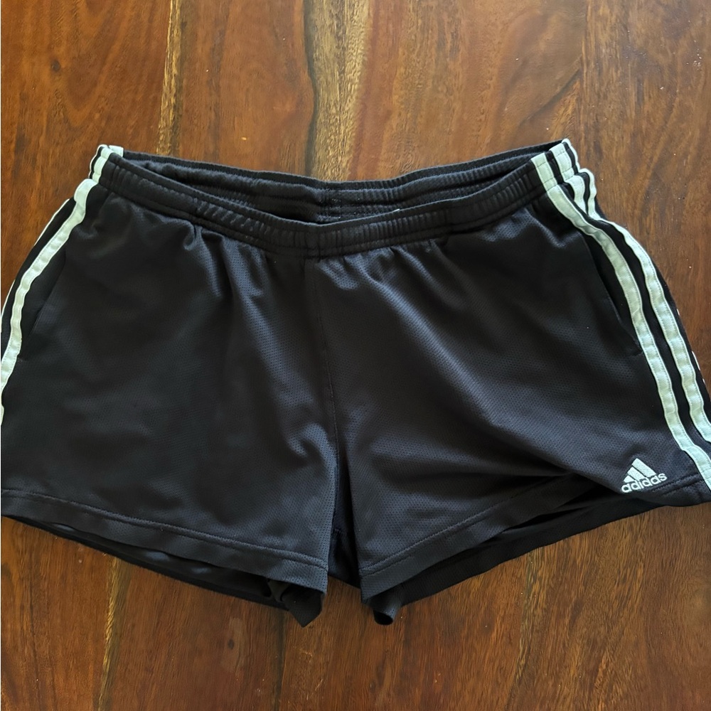 adidas Black Athletic Shorts with White Side Stripes